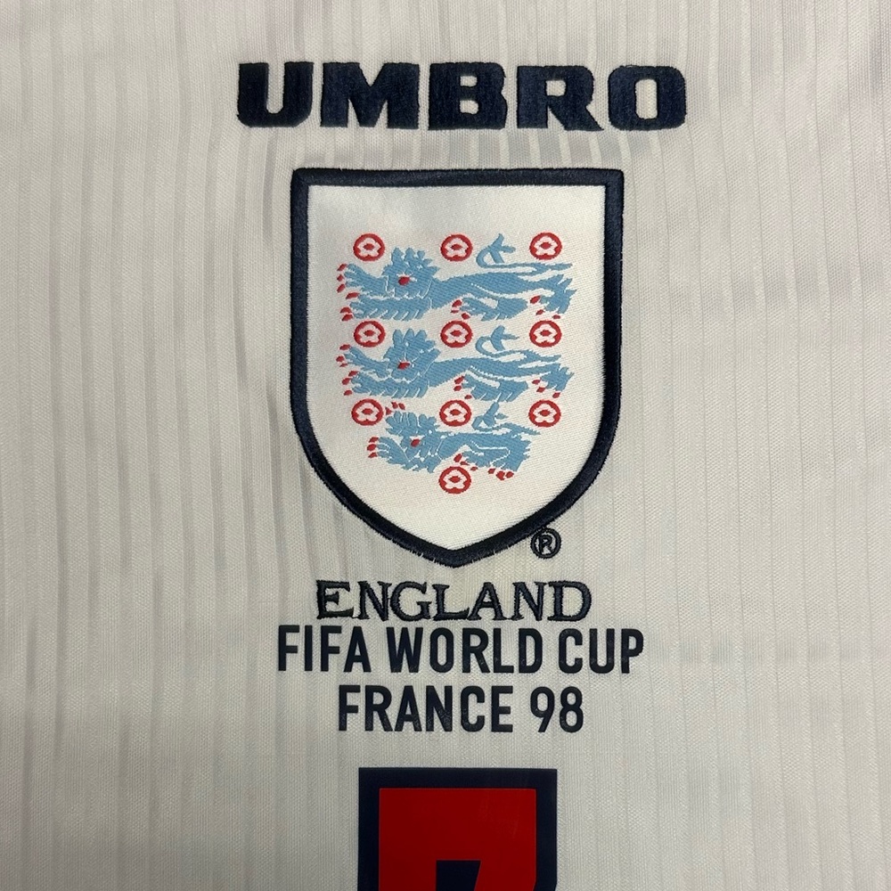 1998 England World Cup home kit. David Beckham Football soccer jersey. New w tag - Picture 3 of 4